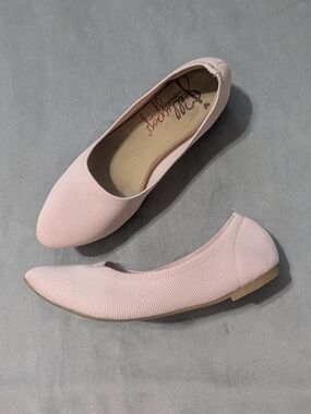 Jellypop Light Baby Pink Knit Ballet Flats With Memory Foam